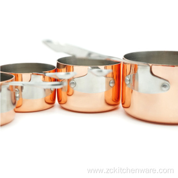 Stackable Copper Stainless Steel Measuring Cups Set